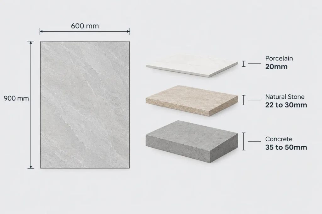 Paving slabs 600 x 900 size and thickness guide