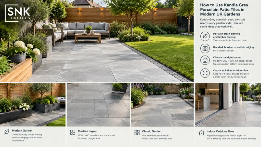 How to Use Kandla Grey Porcelain Patio Tiles in Modern UK Gardens