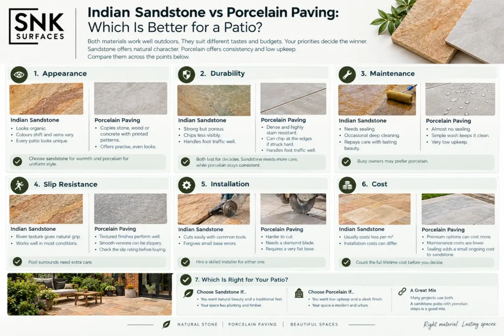 Indian Sandstone vs Porcelain Paving Which Is Better for a Patio