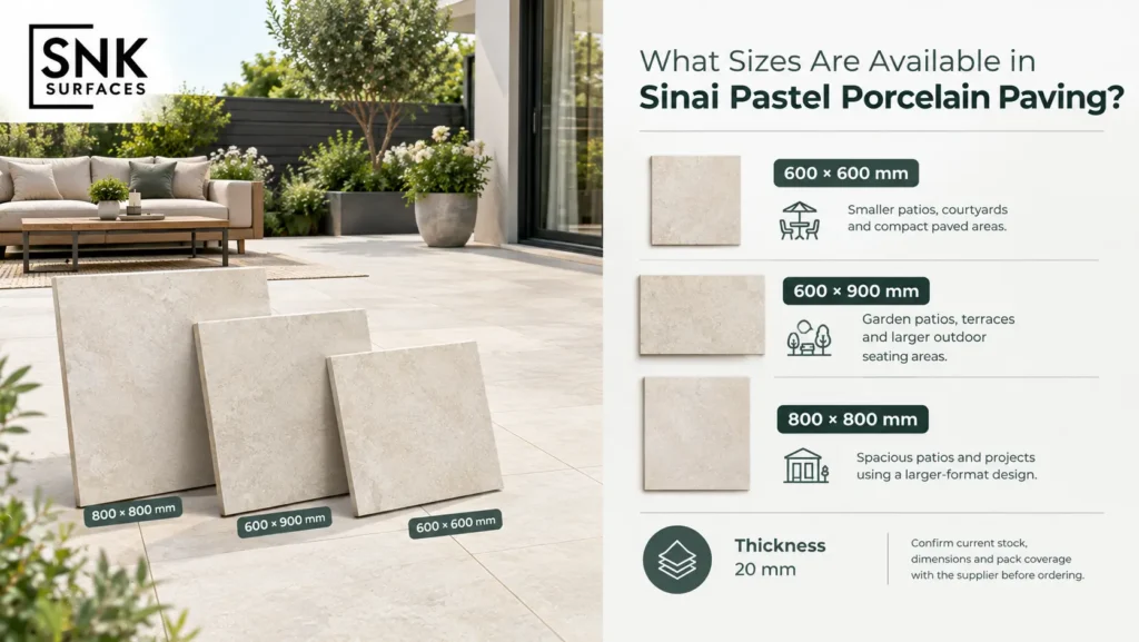 Sinai Pastel Porcelain Paving Slabs Size
