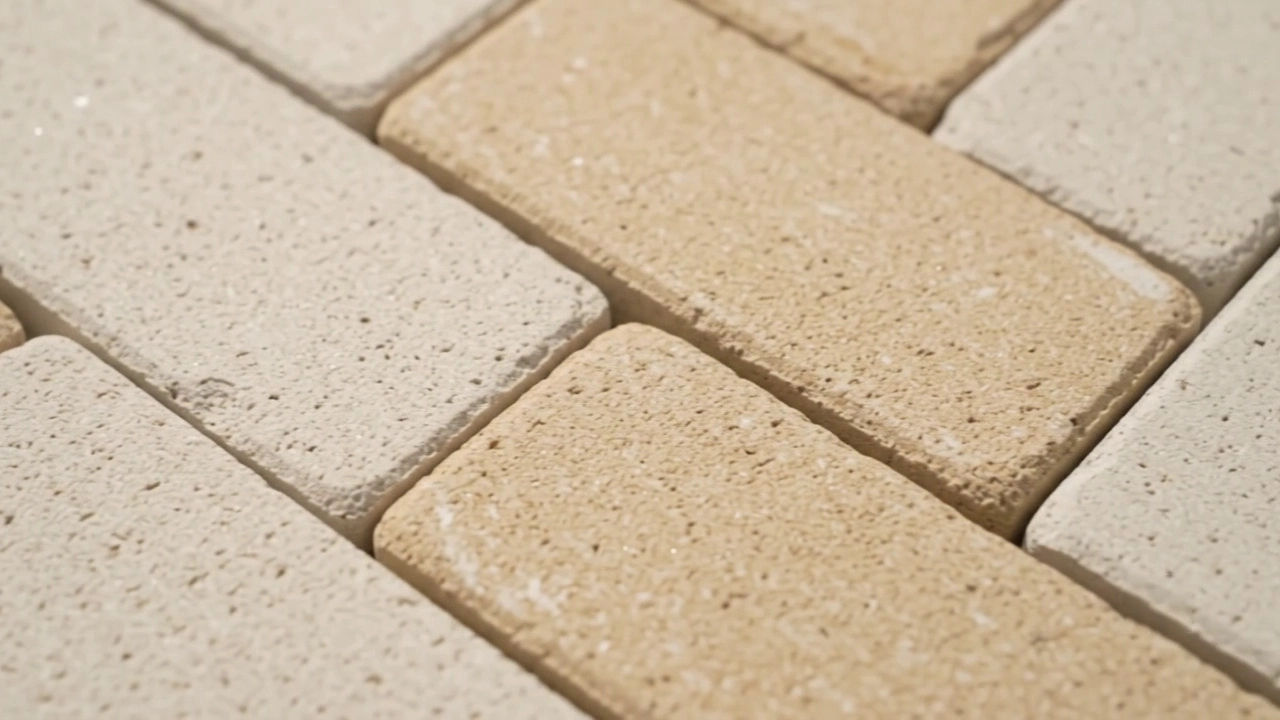 Close detail of tumbled Mint sandstone cobbles showing texture and natural tonal variation