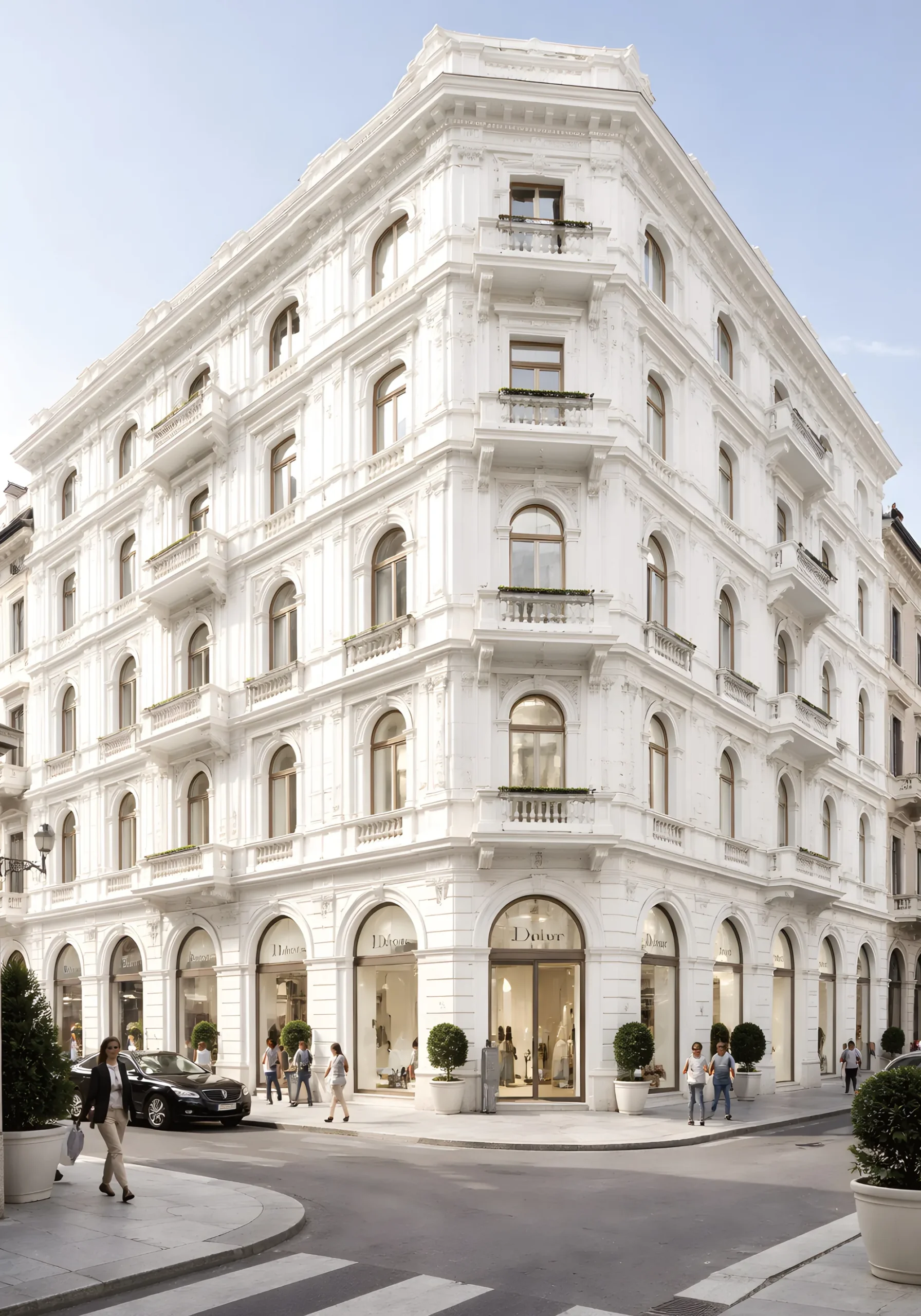 Neoclassical facade in Fort White stone