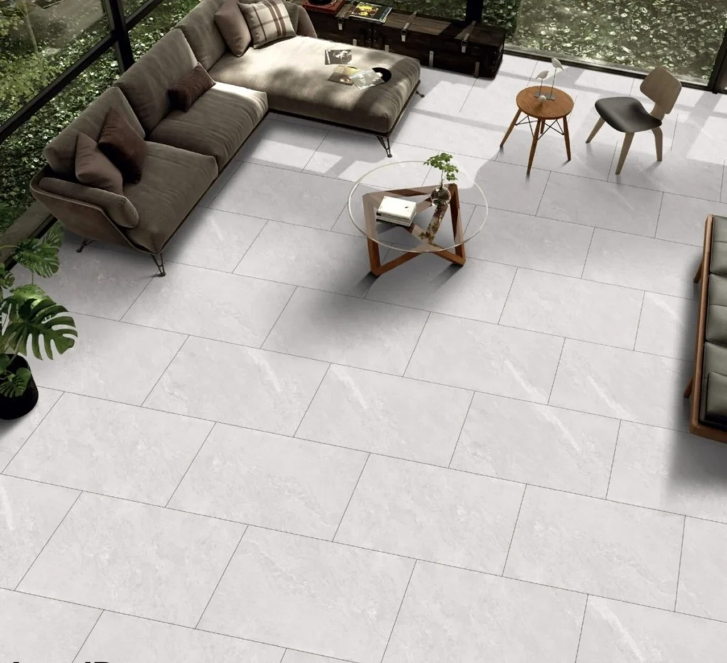 Himalayan White porcelain paving with outdoor seating
