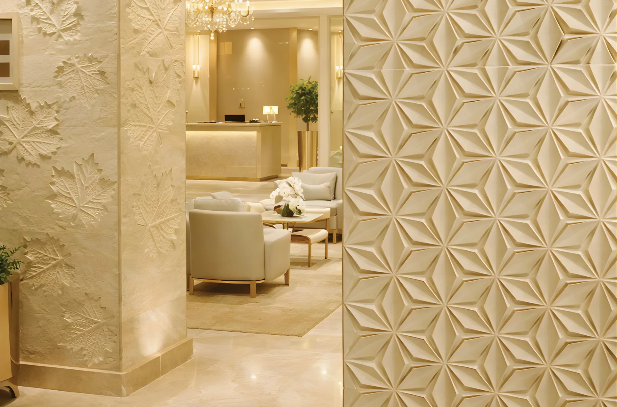 Textured ivory wall surface